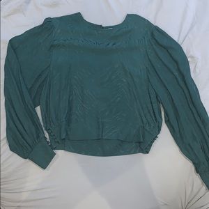 TopShop Puffy Green Zebra Pattern Top